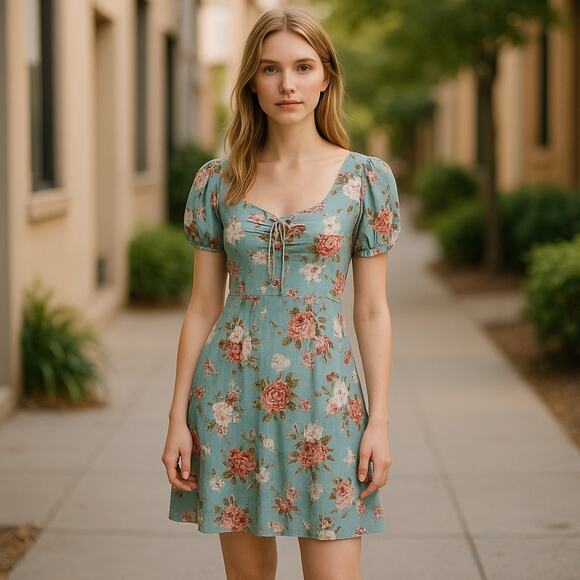 Band of Gypsy Womens Babydoll Mini Dress XS Floral Cottagecore Coquette Beachy - Picture 11 of 11